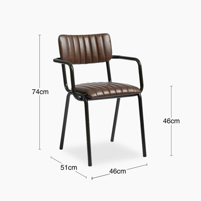 Gibson Stackable Carver Dining Chair Vintage Brown Faux Leather & Black