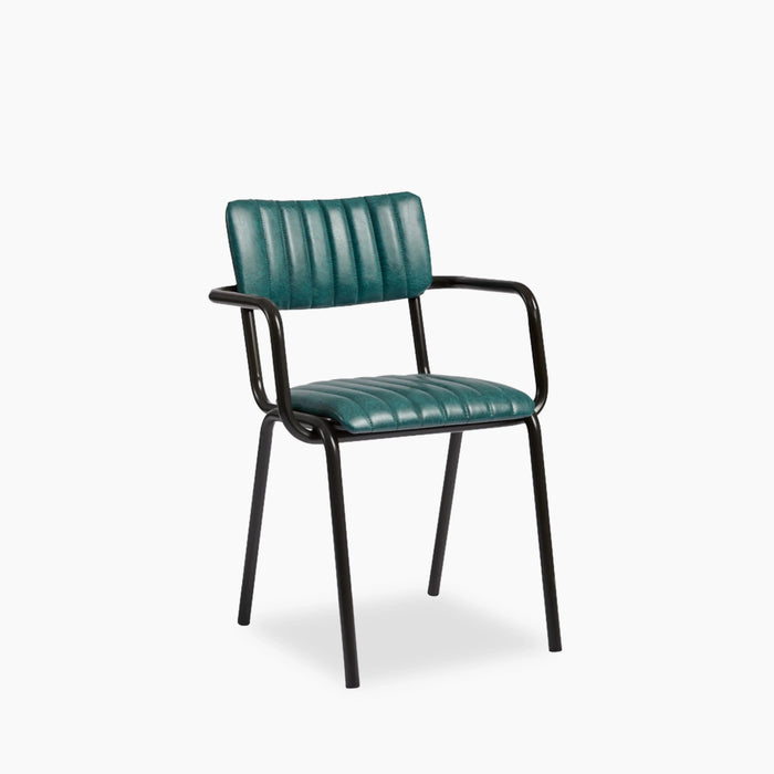 Gibson Stackable Carver Dining Chair Teal Faux Leather & Black