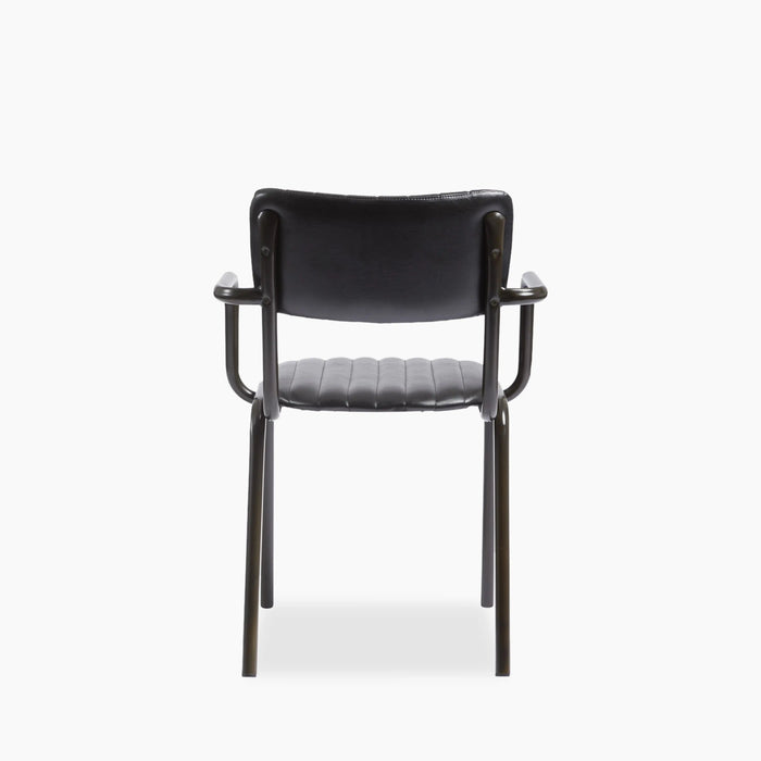 Gibson Stackable Carver Dining Chair Vintage Black Faux Leather & Black