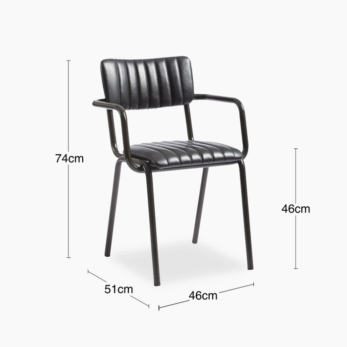 Gibson Stackable Carver Dining Chair Vintage Black Faux Leather & Black