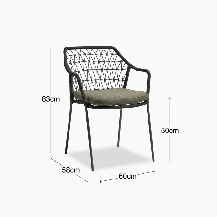 Milan Carver Dining Chair Anthracite Grey & Black