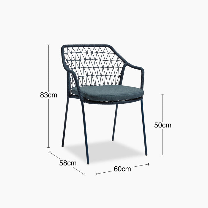 Milan Carver Dining Chair Blue & Black