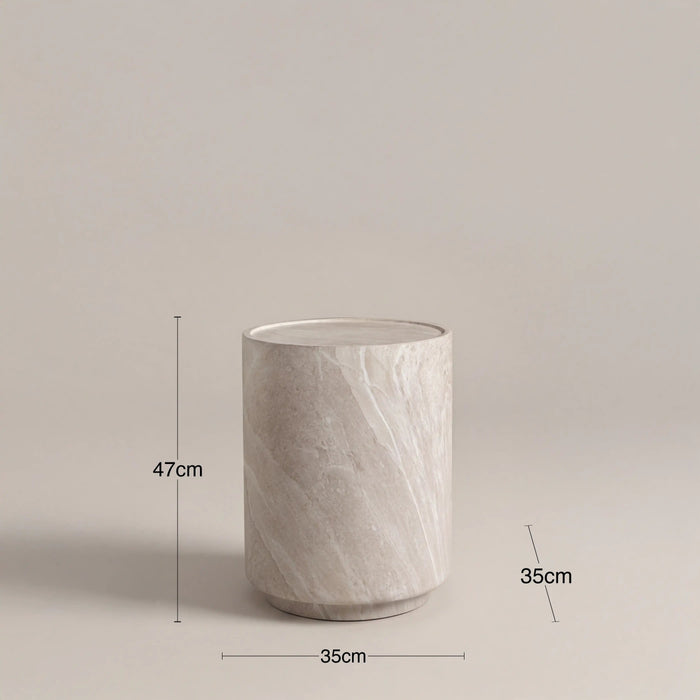 Ingrid Round Side Table Light Grey Stone Effect