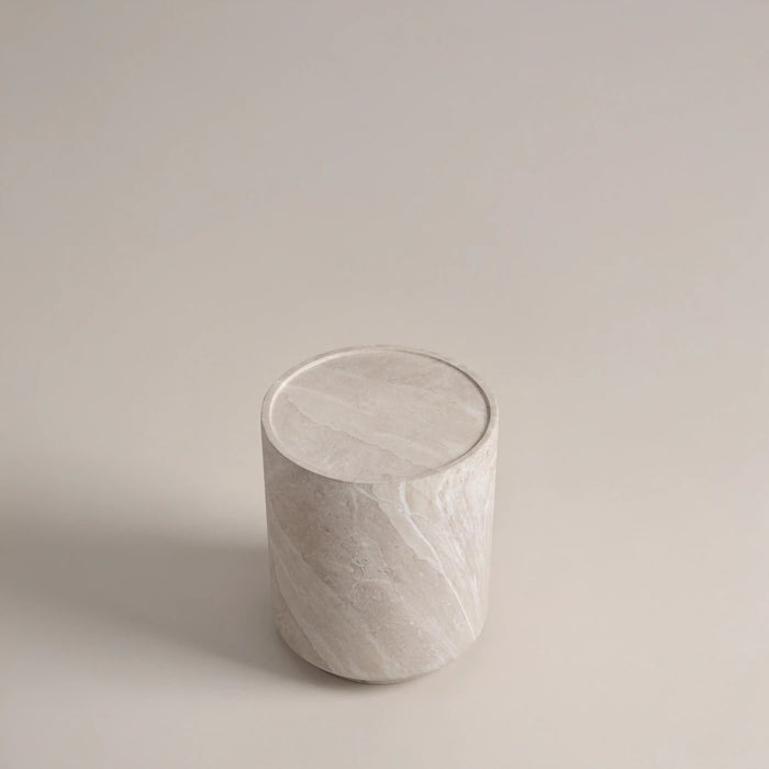 Ingrid Round Side Table Light Grey Stone Effect