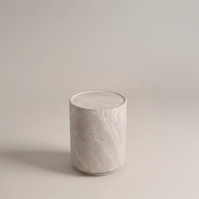 Ingrid Round Side Table Light Grey Stone Effect