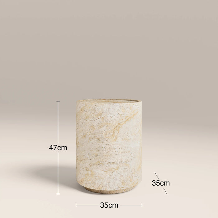 Ingrid Round Side Table Natural Travertine Effect
