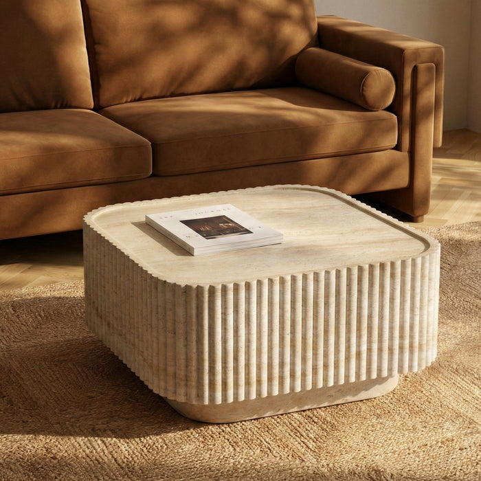 Osmond Square Coffee Table Natural Travertine Effect