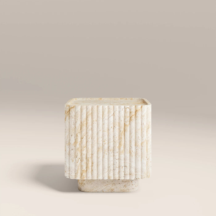Osmond Square Side Table Natural Travertine Effect