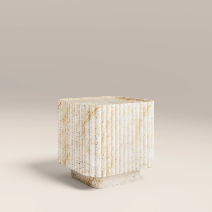 Osmond Square Side Table Natural Travertine Effect