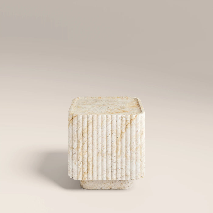 Osmond Square Side Table Natural Travertine Effect