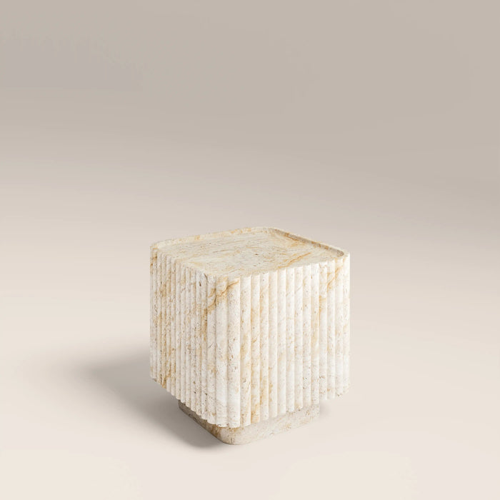 Osmond Square Side Table Natural Travertine Effect