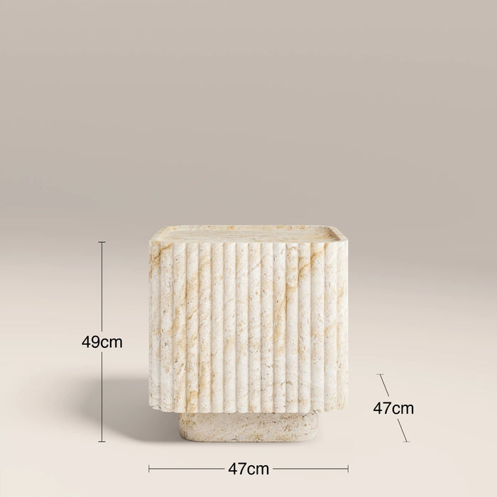 Osmond Square Side Table Natural Travertine Effect