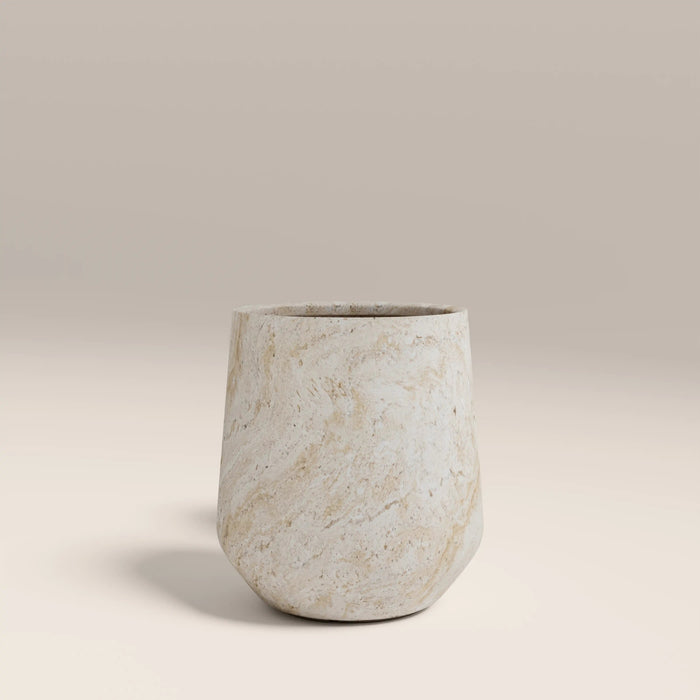 Marple Set of 2 IndoorOutdoor Planters Natural Travertine Effect