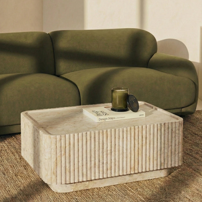 Osmond Rectangle Coffee Table Natural Travertine Effect