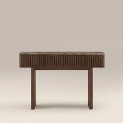 Janis 2 Drawer Console Table | Emperador Brown Honed Marble & Walnut