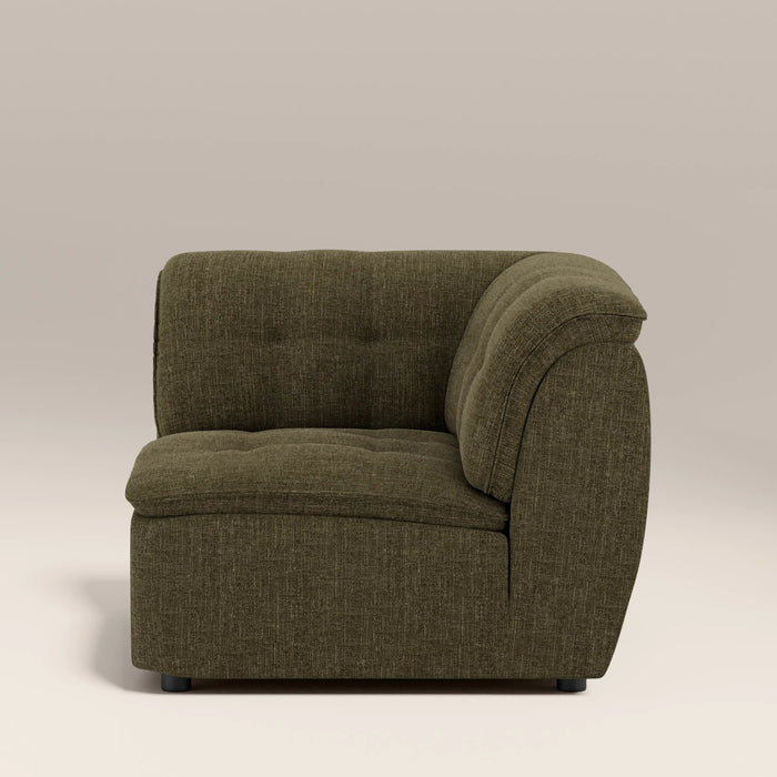 Bamba Corner Module Section | Olive Green Velvet Chenille