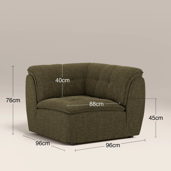 Bamba Corner Module Section | Olive Green Velvet Chenille