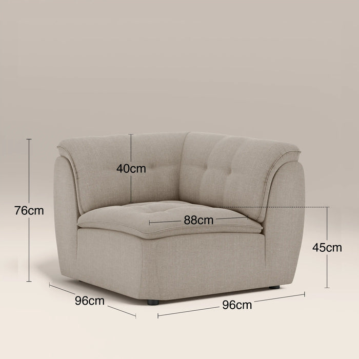 Bamba Corner Module Section | Pebble Grey Velvet Chenille