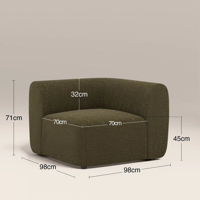 Malmo Corner Module Section Olive Green Velvet Chenille