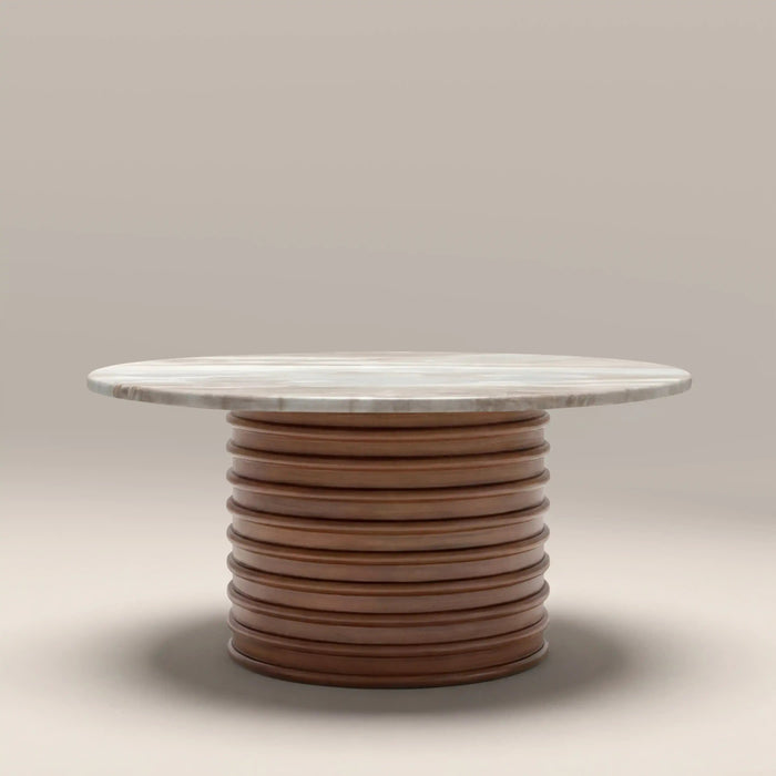 Dita Round Coffee Table French Riviera Honed Marble & Walnut