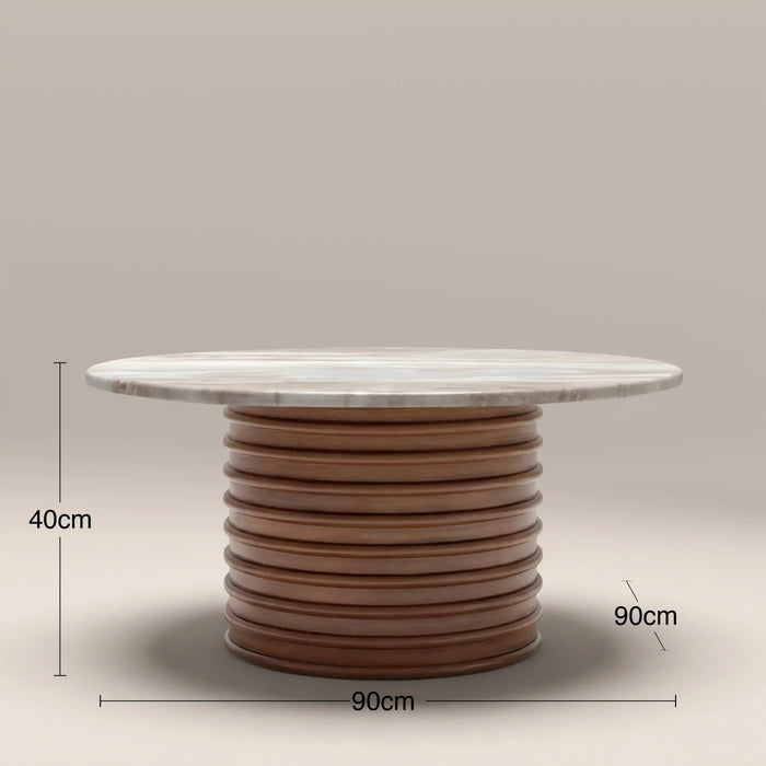 Dita Round Coffee Table French Riviera Honed Marble & Walnut