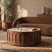 Juno Round Coffee Table | Natural Travertine & Walnut