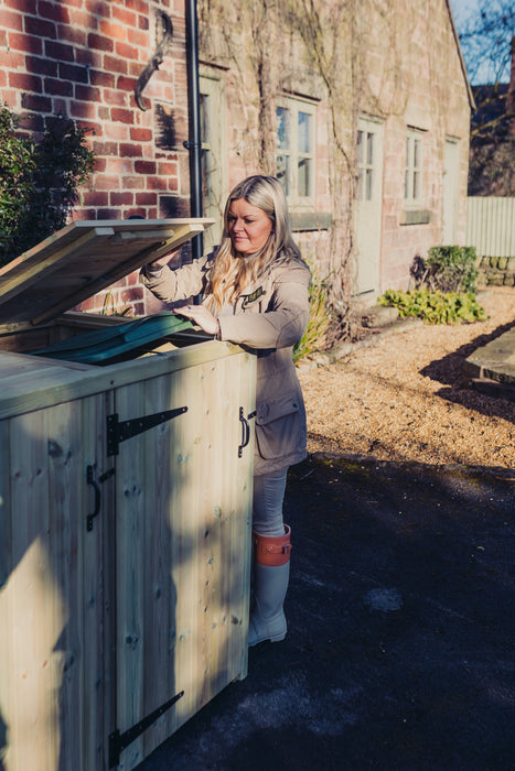 Deluxe Double Wooden Bin Store Outdoor Waste Storage Unit