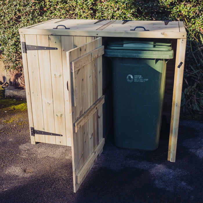Deluxe Double Wooden Bin Store Outdoor Waste Storage Unit