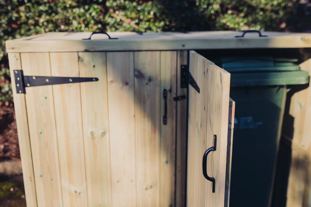 Deluxe Double Wooden Bin Store Outdoor Waste Storage Unit