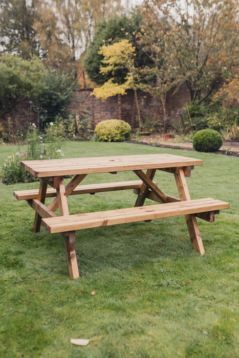 The Valley Deluxe 150cm Picnic Table Garden Dining Set (Seats 6)