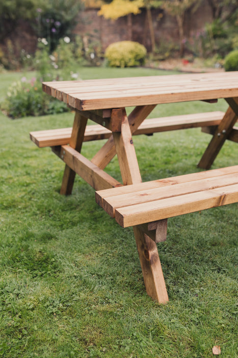 The Valley Deluxe 150cm Picnic Table Garden Dining Set (Seats 6)
