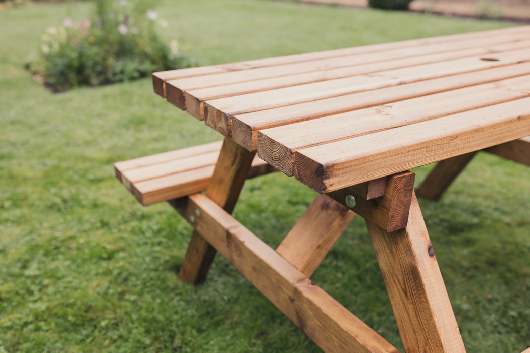 The Valley Deluxe 150cm Picnic Table Garden Dining Set (Seats 6)