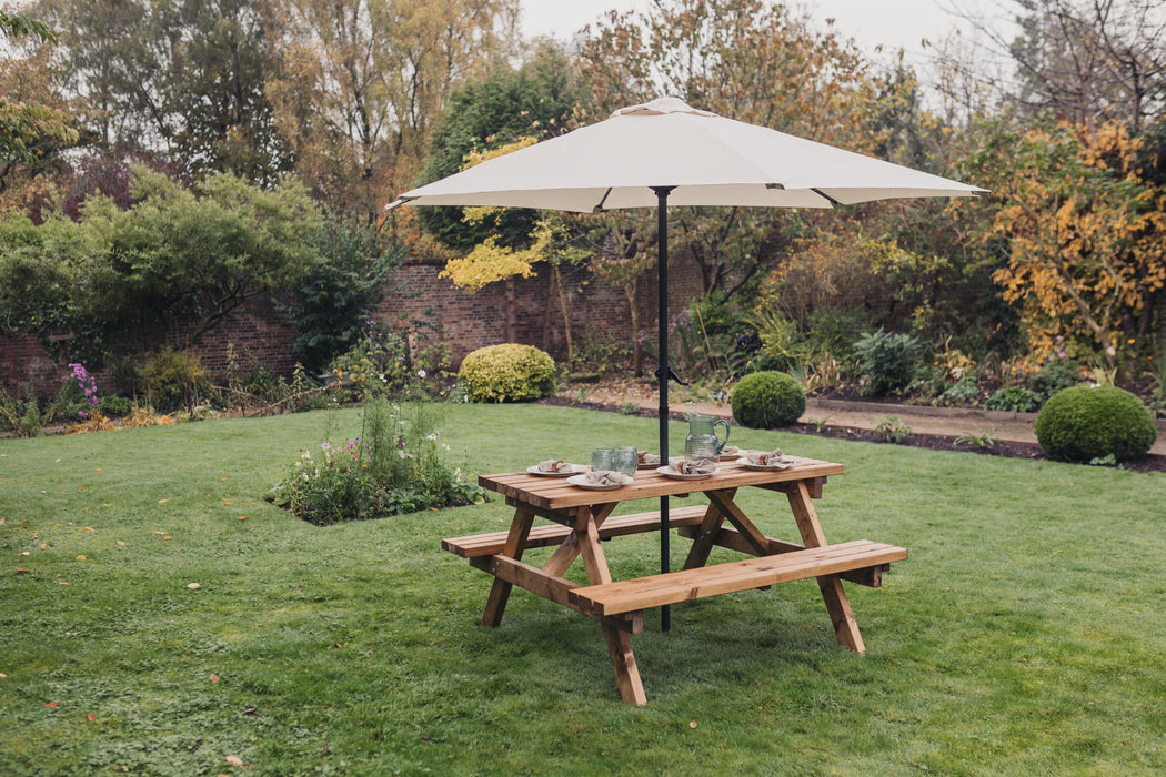 The Valley Deluxe 150cm Picnic Table Garden Dining Set (Seats 6)