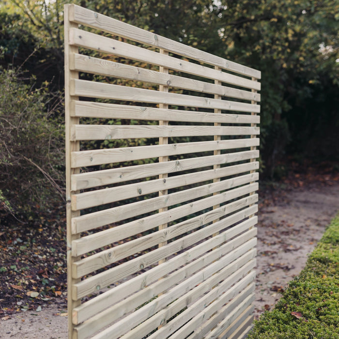 Modern Horizontal Slatted Fence Panels Timber Garden Screening
