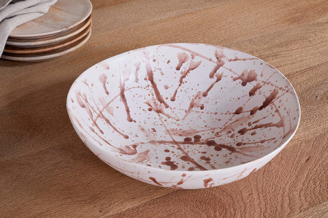 Canela Splatter Serving Bowldusty Terracotta