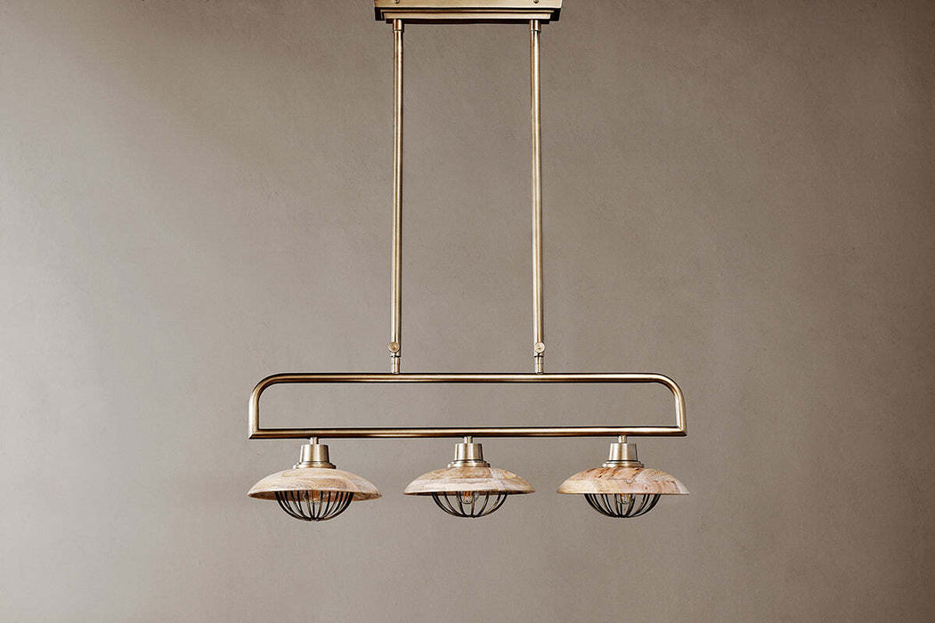 Chakai Mango Wood Pendant Lamp Natural Antique Brass