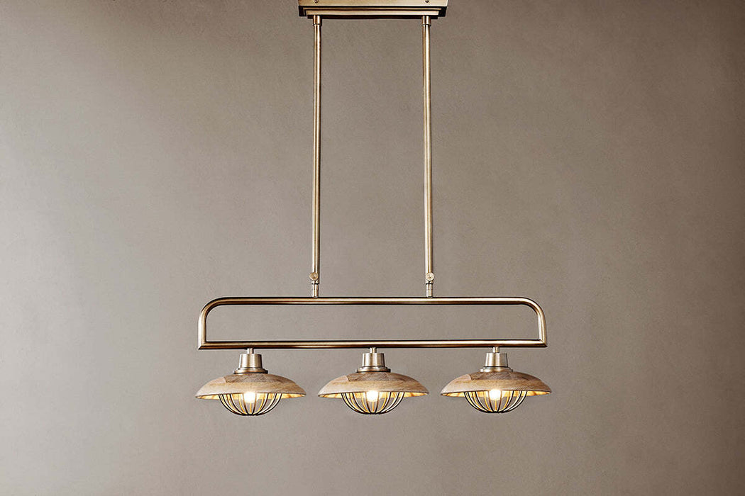 Chakai Mango Wood Pendant Lamp Natural Antique Brass