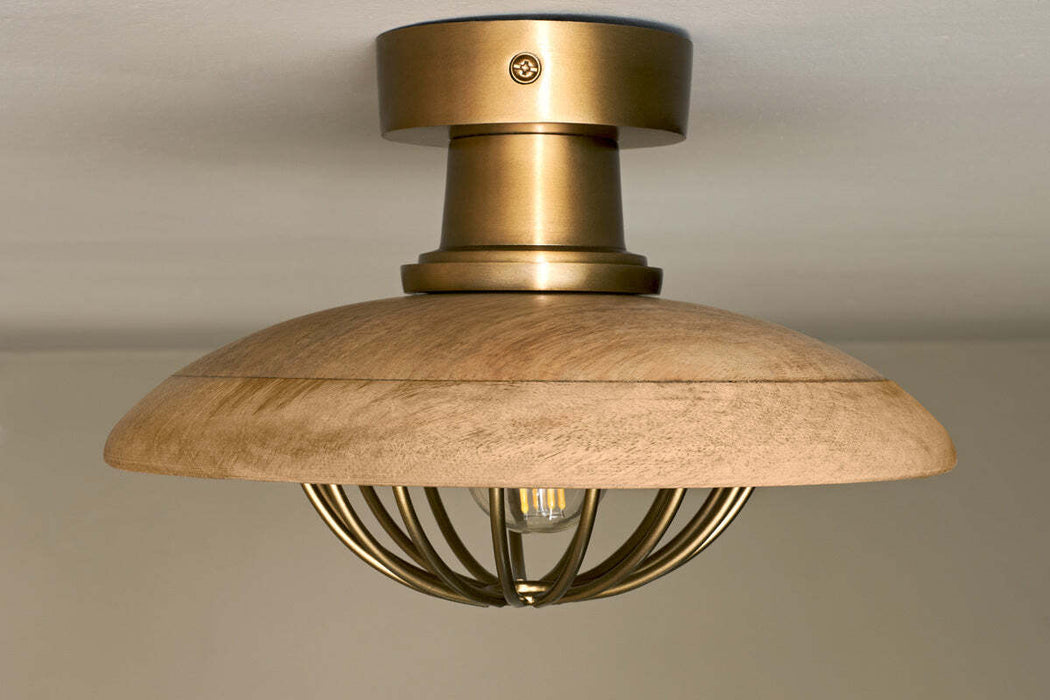 Chakai Wood Metal Flush Ceiling Light