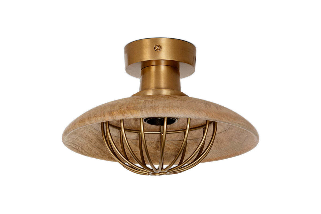 Chakai Wood Metal Flush Ceiling Light