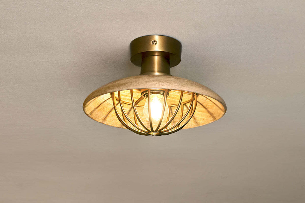Chakai Wood Metal Flush Ceiling Light