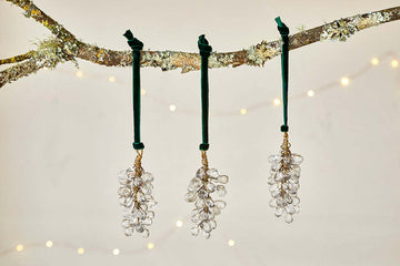 Danvi Glass Drop Baubles - Brass & Clear (Set of 3)