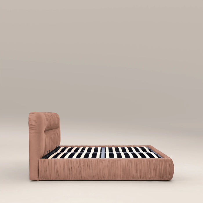 Bronte Ottoman Storage Double Bed | Blush Pink Sustainable Velvet