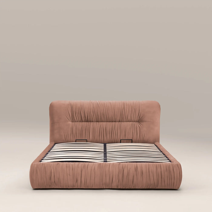 Bronte Ottoman Storage Double Bed | Blush Pink Sustainable Velvet