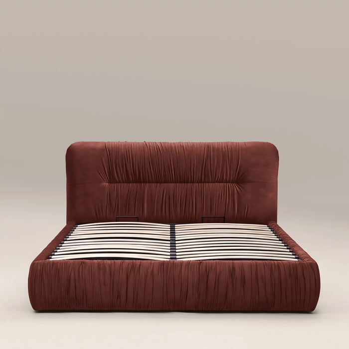 Bronte Ottoman Storage Super King Bed | Rust Red Sustainable Velvet