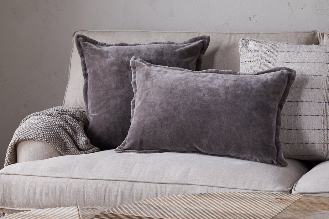 Dhara Velvet Cushion Cover Charcoal