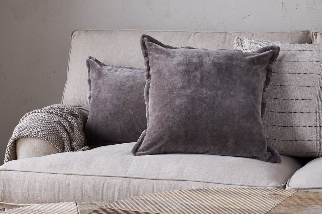 Dhara Velvet Cushion Cover Charcoal