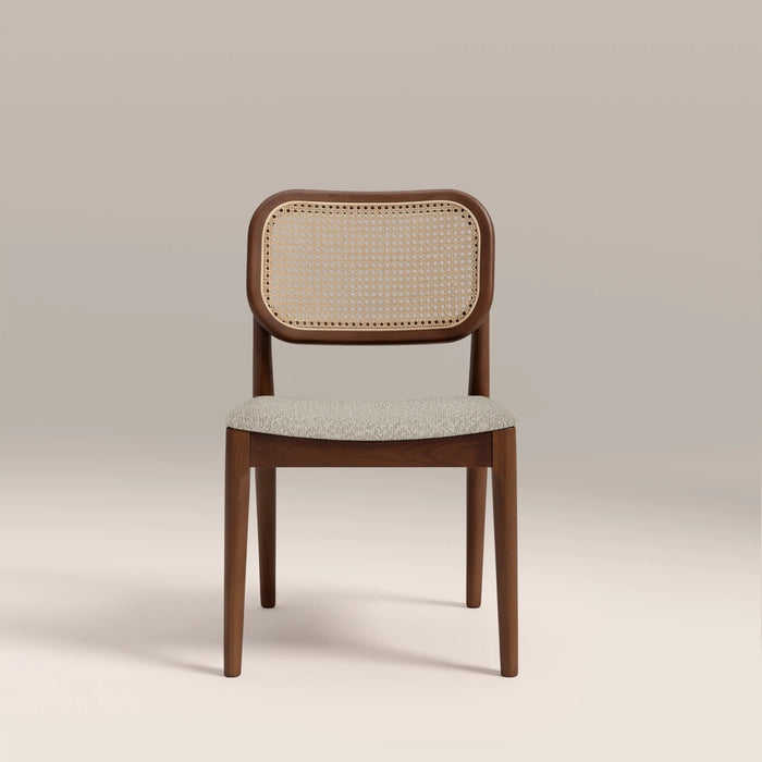 Burford Wooden Dining Chair Speckled Stone Sustainable Boucle & Walnut