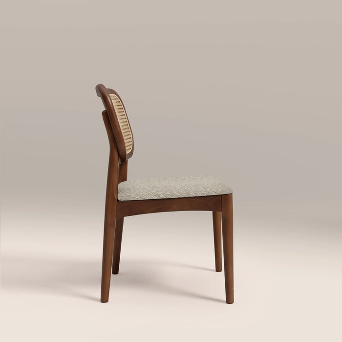 Burford Wooden Dining Chair | Speckled Stone Sustainable Boucle & Walnut