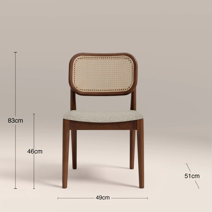 Burford Wooden Dining Chair Speckled Stone Sustainable Boucle & Walnut