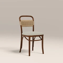 Daisy Wooden Dining Chair | Speckled Stone Sustainable Boucle & Walnut
